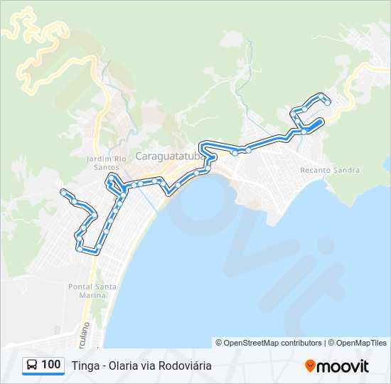 Mapa da linha 100 de ônibus