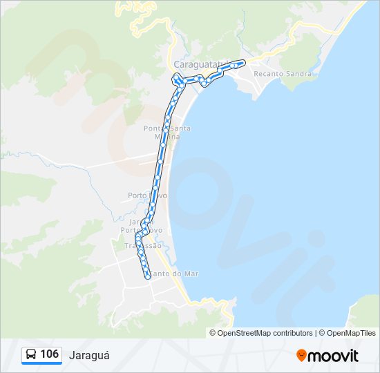 Mapa da linha 106 de ônibus