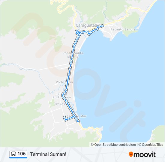 Mapa da linha 106 de ônibus