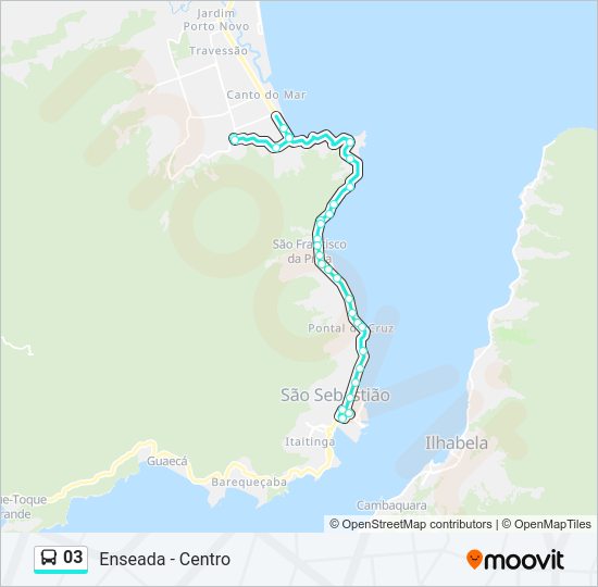 Mapa da linha 03 de ônibus