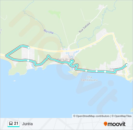 Mapa da linha 21 de ônibus