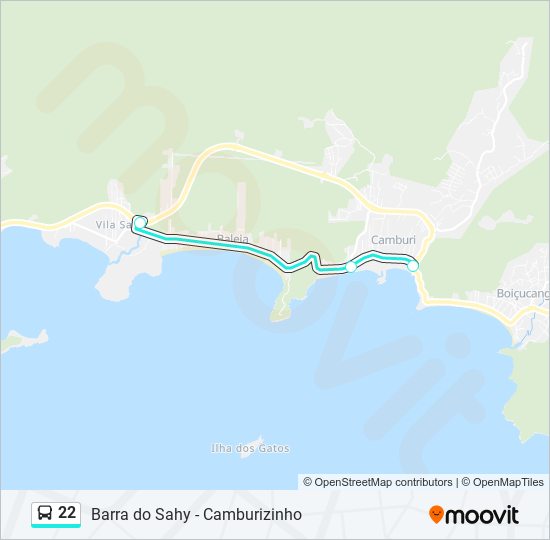 Mapa da linha 22 de ônibus