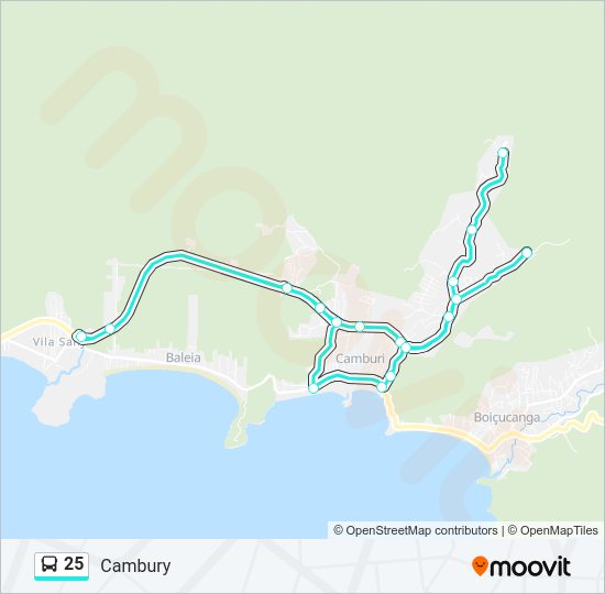 Mapa da linha 25 de ônibus