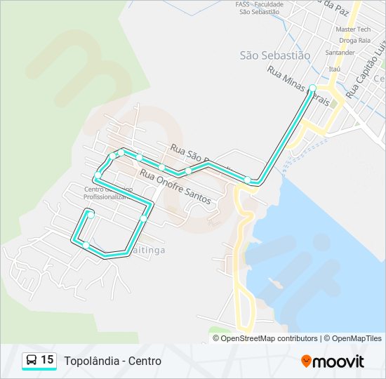 Mapa da linha 15 de ônibus