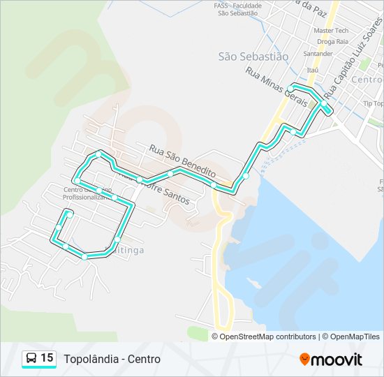 Mapa da linha 15 de ônibus