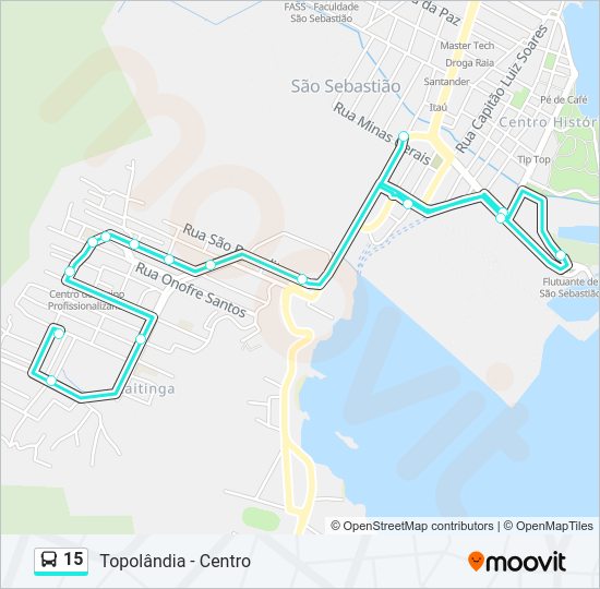 Mapa da linha 15 de ônibus