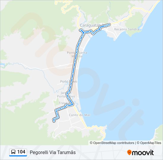 Mapa da linha 104 de ônibus