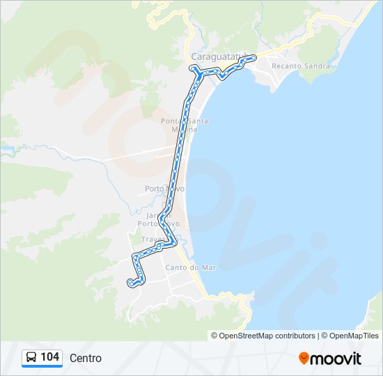 Mapa da linha 104 de ônibus