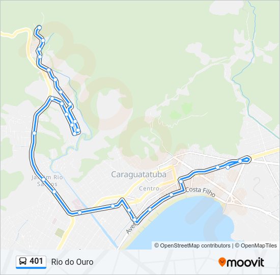Mapa da linha 401 de ônibus