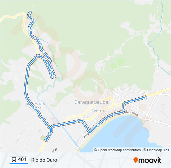 Mapa da linha 401 de ônibus