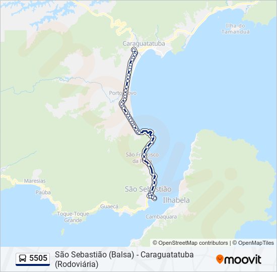 Mapa da linha 5505 de ônibus