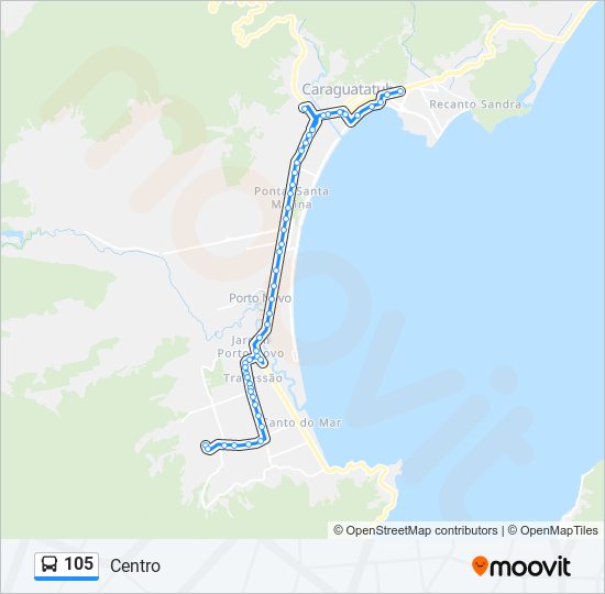 Mapa da linha 105 de ônibus