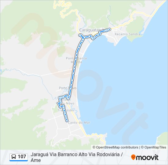 Mapa da linha 107 de ônibus