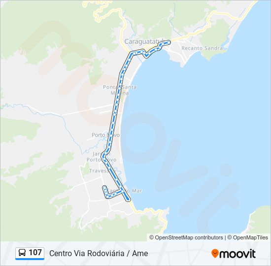 Mapa da linha 107 de ônibus