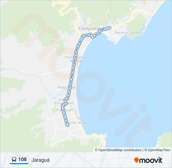 Mapa da linha 108 de ônibus
