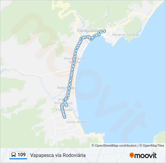 Mapa da linha 109 de ônibus