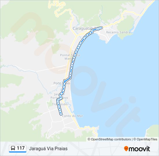 Mapa da linha 117 de ônibus
