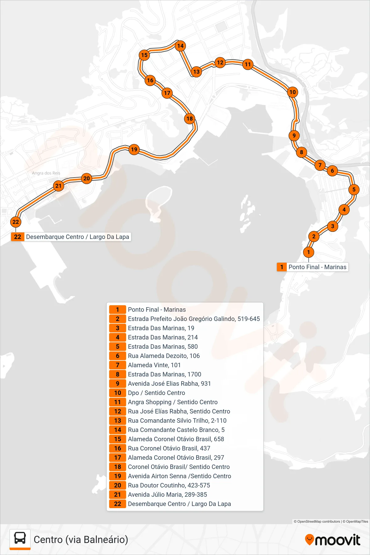 C03B bus Line (Centro (via Balneário)) route and stops on a map