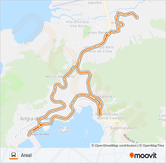 Mapa da linha 205 de ônibus