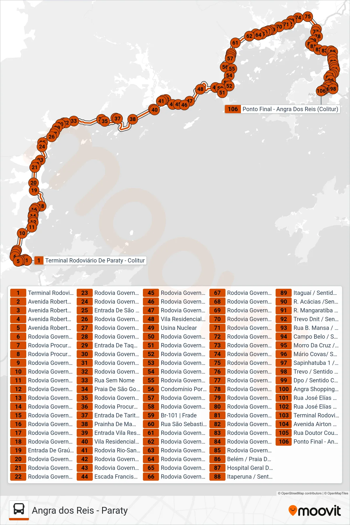 L101 bus Line (Angra dos Reis (via Vila Residencial)) route and stops on a map