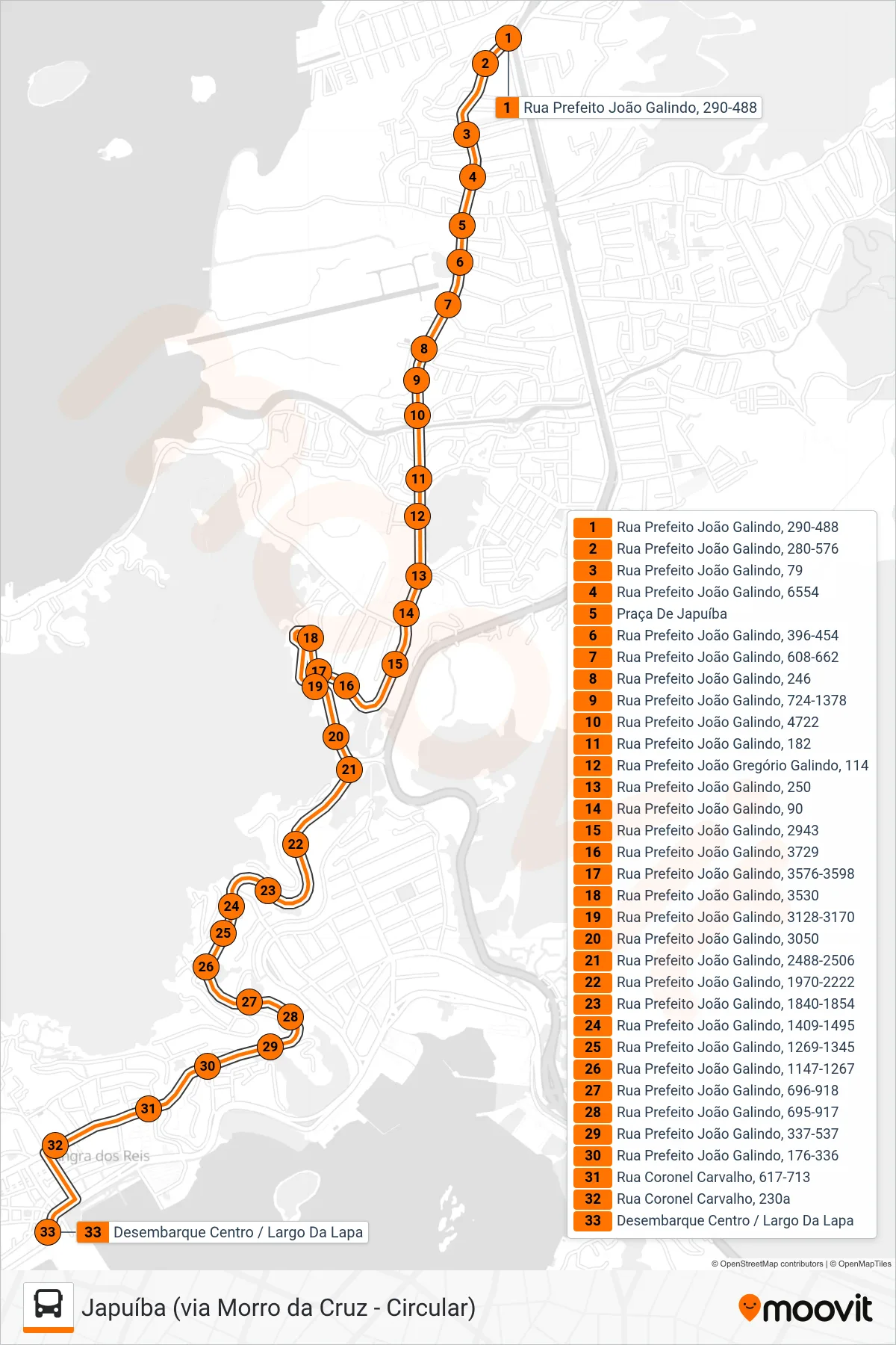 207 bus Line (Centro (Via Morro Da Cruz)) route and stops on a map