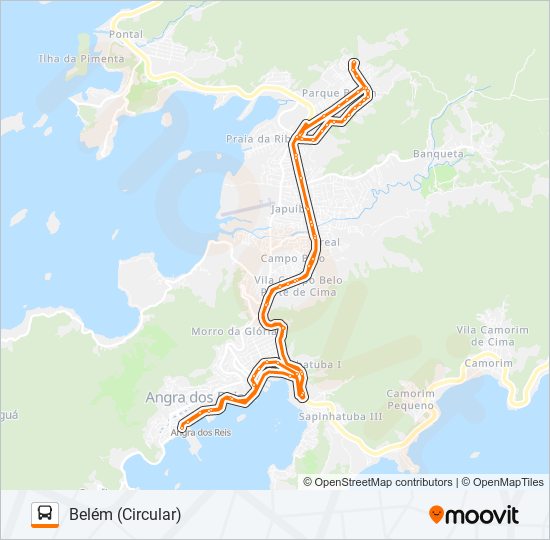 Mapa da linha 208 de ônibus