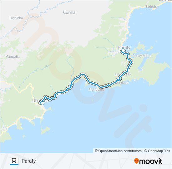 Mapa da linha PARATY - UBATUBA de ônibus