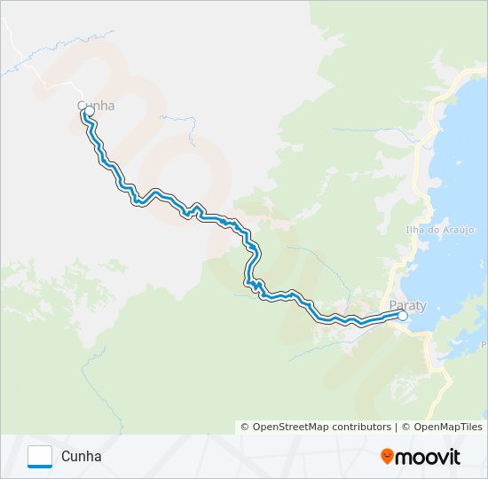 Mapa da linha PARATY - CUNHA de ônibus