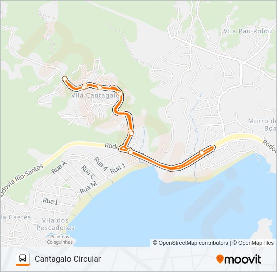 Mapa da linha 101 de ônibus