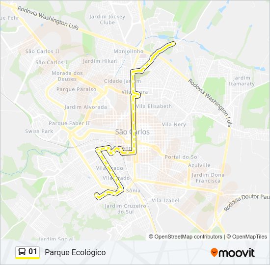 Mapa da linha 01 de ônibus