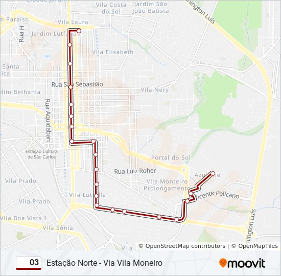 Rota da linha 38: horários, paradas e mapas - Jd. Gonzaga - Via