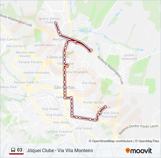 Mapa da linha 03 de ônibus