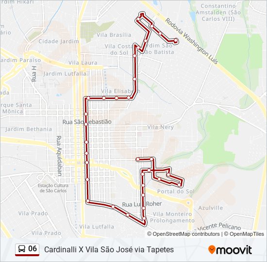 Mapa da linha 06 de ônibus