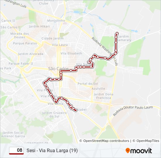 Rota da linha 08: horários, paradas e mapas - Maria Stella Fagá (R10) - Via  Major / Fadisc (Atualizado)