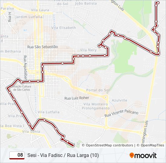 Rota da linha 08: horários, paradas e mapas - Maria Stella Fagá (R10) - Via  Major / Fadisc (Atualizado)