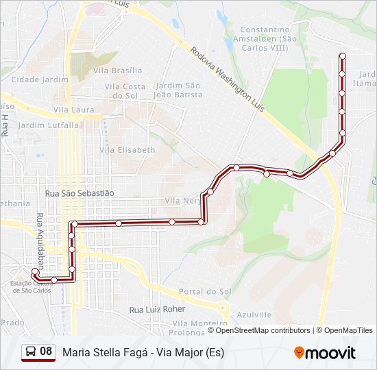 Rota da linha 08: horários, paradas e mapas - Maria Stella Fagá (R10) - Via  Major / Fadisc (Atualizado)