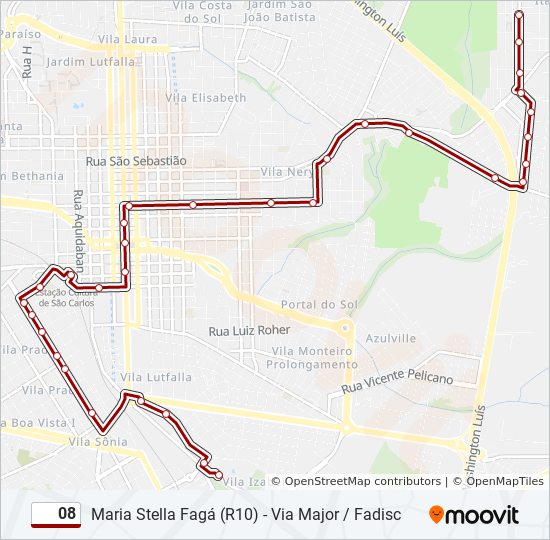 Rota da linha 08: horários, paradas e mapas - Maria Stella Fagá (R10) - Via  Major / Fadisc (Atualizado)