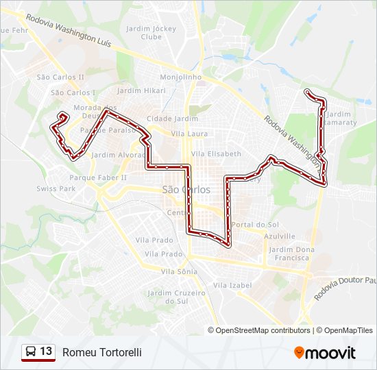 13 bus Line Map