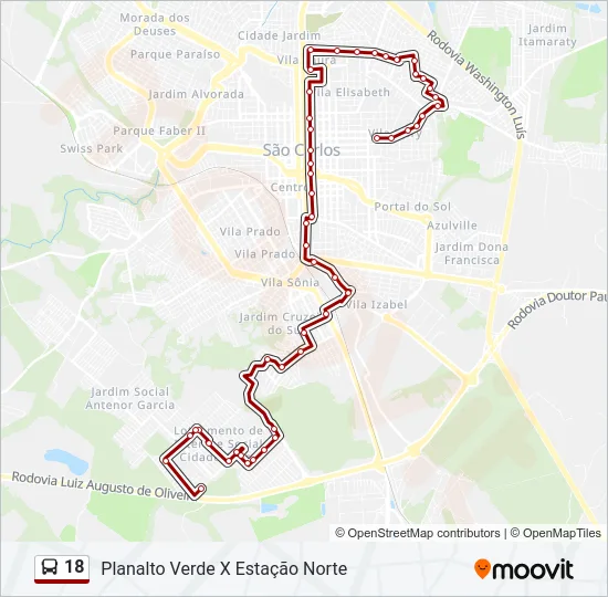 18 Bus Line Map