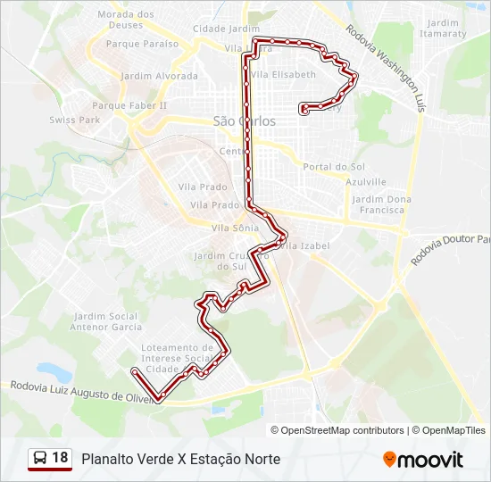 18 Bus Line Map