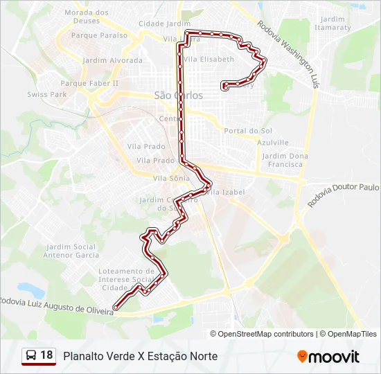 18 Bus Line Map