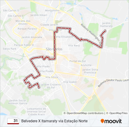 Como chegar até São Carlos Clube de Ônibus?