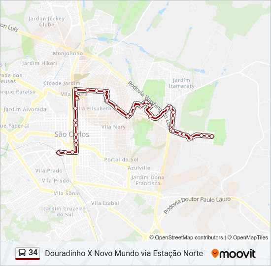 Mapa da linha 34 de ônibus