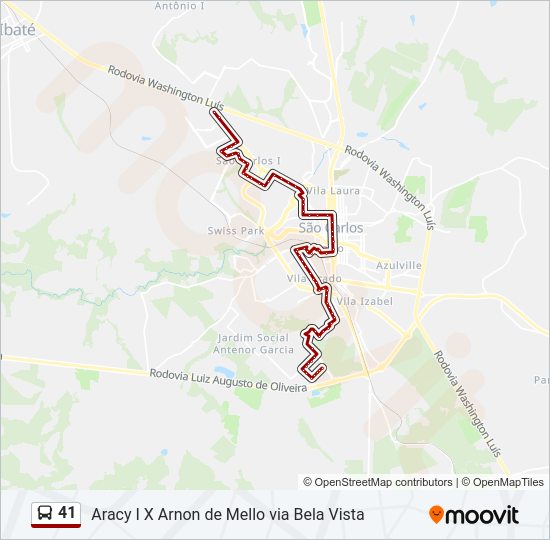 Mapa da linha 41 de ônibus