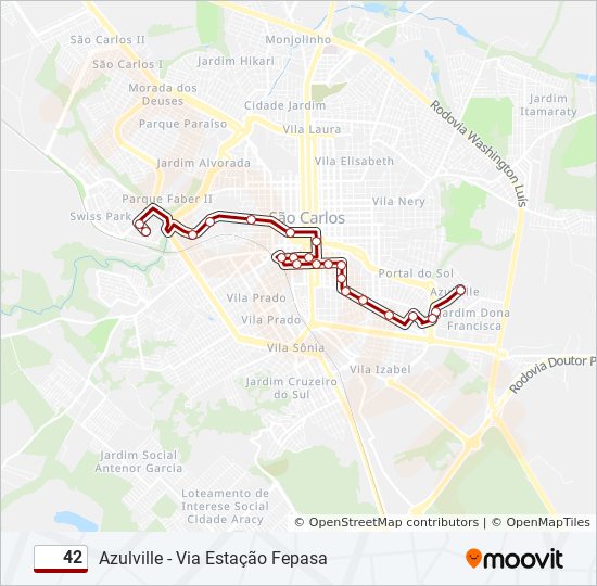 Mapa da linha 42 de ônibus