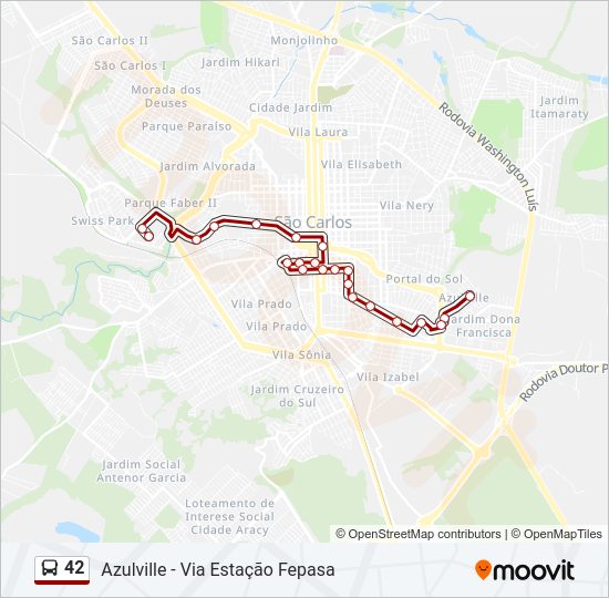 Mapa da linha 42 de ônibus