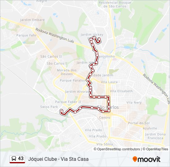Mapa da linha 43 de ônibus