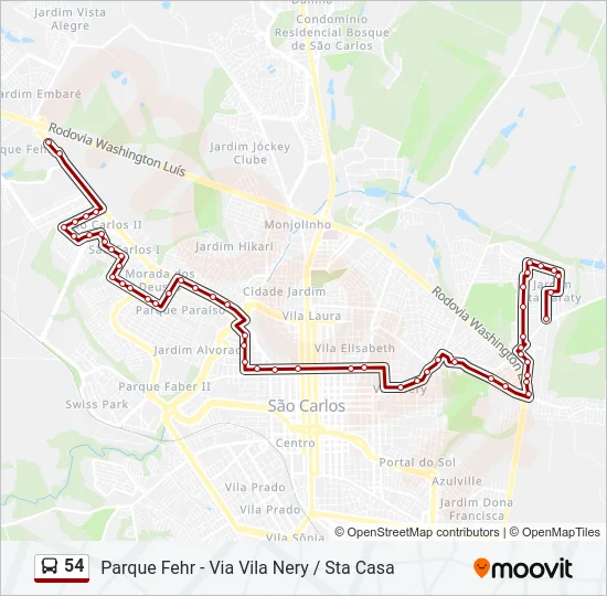 54 Bus Line Map
