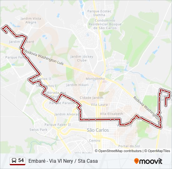 Mapa de 54 de autobús