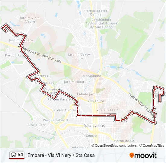 54 Bus Line Map